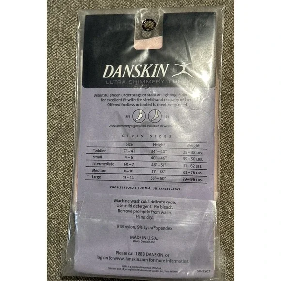2 Danskin Ultra Shimmery Footed Tights Theat Pink Girl Large Styl 331 Dance Wear - Picture 4 of 9